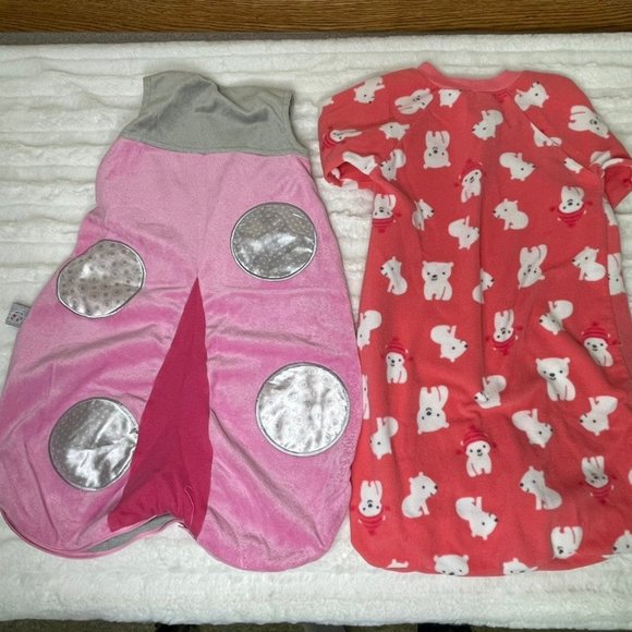 Lot of 2 Carter's Infant Baby Girl Sleep Sacks Nighttime Zipper Blankets‎ - Picture 8 of 9